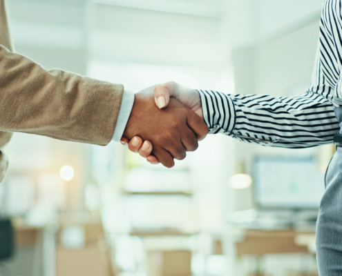 Business People, Handshake And Meeting With Teamwork For Agreement