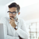 Computer, Thinking And Business Man In Office
